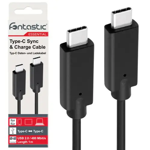 Fontastic Essential USB 2.0 Type-C > USB Type-C Datenkabel, 1 m, schwarz