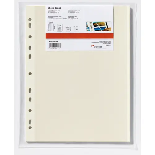 Walther Selbstklebeblätter weiß 23,5 x 31,5 cm, 10 Blatt, Lochstanzung