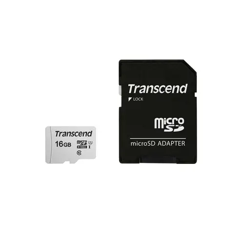 Transcend 16 GB microSDHC-Karte 300S-A UHS-I U1 V10 20MB/s mit Adapter