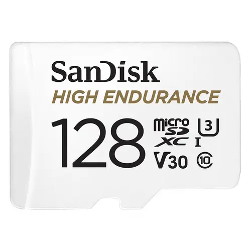 SanDisk High Endurance 128 GB microSDXC Karte mit SD-Adapter, C10, U3, V30