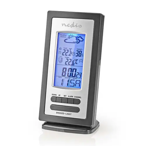 Nedis WEST201GY Wetterstation m. draht- losem Außensensor und Hygrometer