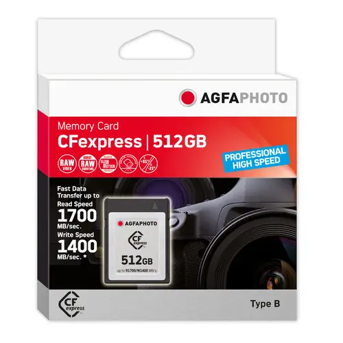 AgfaPhoto 512GB CFexpress-Karte Prof. High Speed, 1400MBs/1700MBs, Typ-B