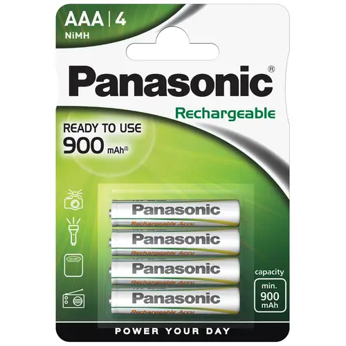 Panasonic Akku Micro (AAA/HR03) 4er Blister, Ready to Use 900 mAh