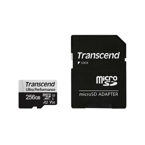 Transcend 256 GB microSDXC-Karte 340S UHS-I U3 A2 V30 160/125MB/s mit Adapter