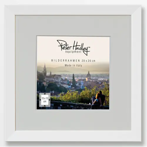 Peter Hadley Nina 20x20 cm weiß, Holzrahmen mit Passepartout 13x13 cm