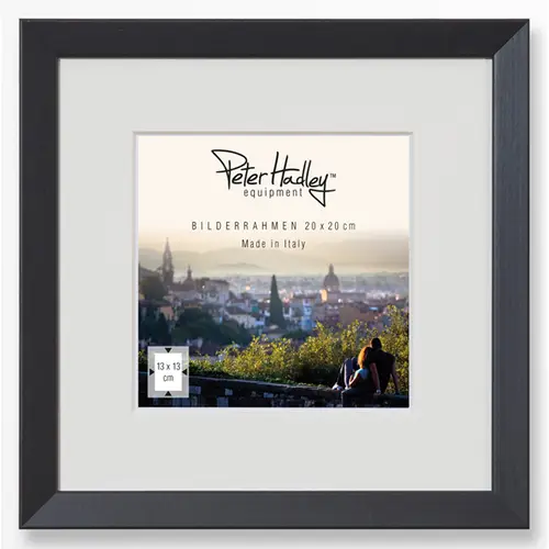 Peter Hadley Nina 20x20 cm schwarz, Holzrahmen mit Passepartout 13x13 cm