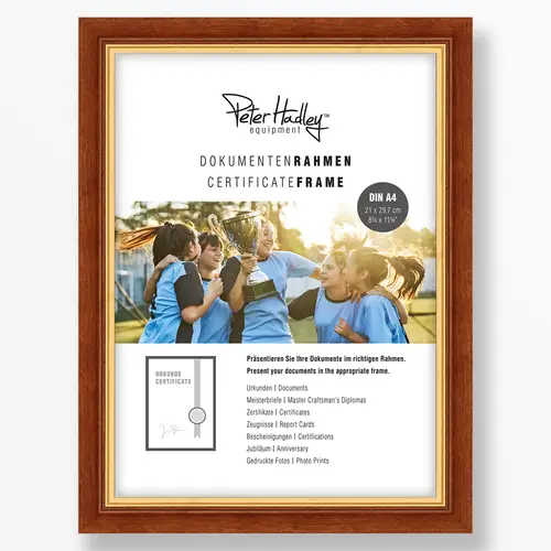 Peter Hadley Messina A4 cm, braun+gold Holzrahmen