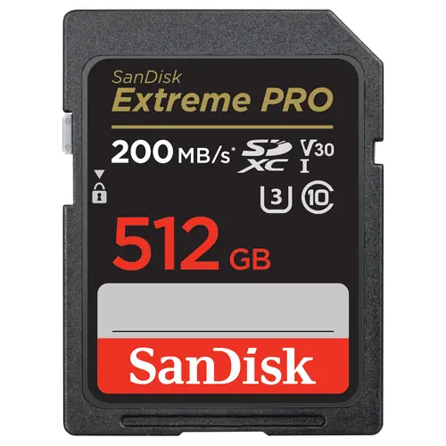 SanDisk 512 GB SDXC ExtremePro 200MB/s V30 UHS-I U3, Class 10 Speicherkarte
