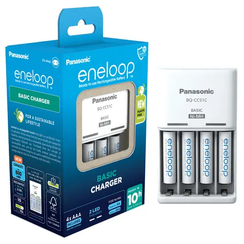 Panasonic eneloop BQCC51 inkl. 4xAAA 800 mAh, Basic Charger