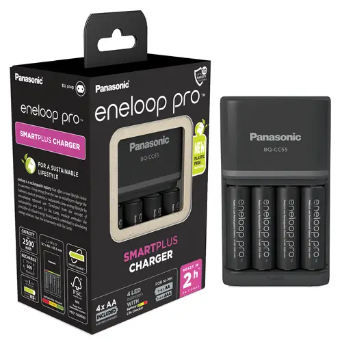 Panasonic eneloop BQCC55 inkl. 4xAA 2500 mAh, Smart & Quick Charger