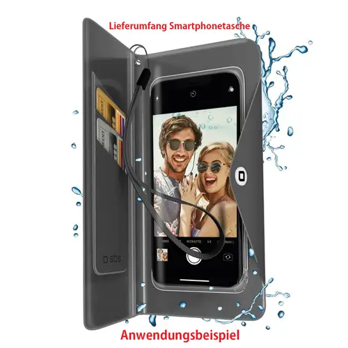 SBS Black Splash Wallet Smartphonetasche transparent und spritzwassergeschützt