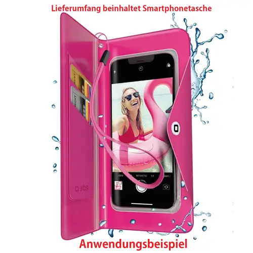 SBS Pink Splash Wallet Smartphonetasche transparent und spritzwassergeschützt
