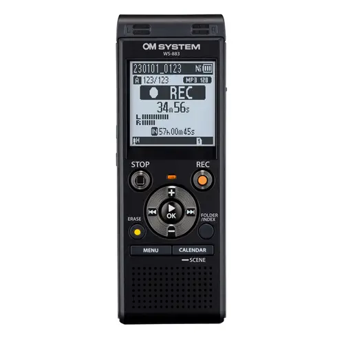 OM SYSTEM WS-883 (8 GB) schwarz Stereo- Rekorder inkl. 2x Ni-MH-Akkus (AAA)
