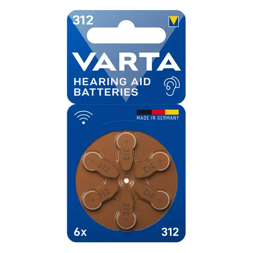 Varta Hearing Aid 312, 6er Blister, Hörgeräte-Batterien
