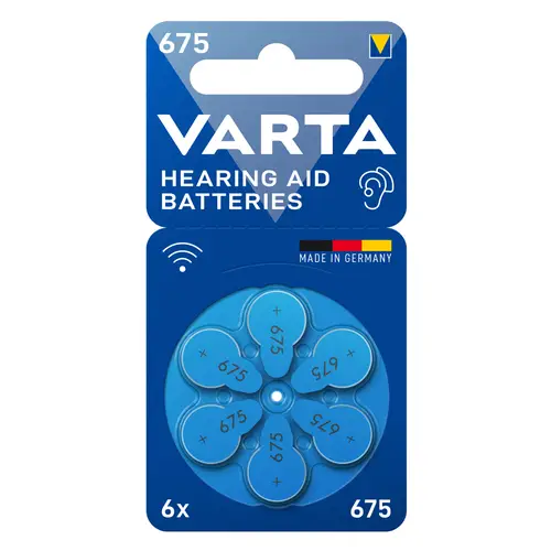 Varta Hearing Aid 675, 6er Blister, Hörgeräte-Batterien
