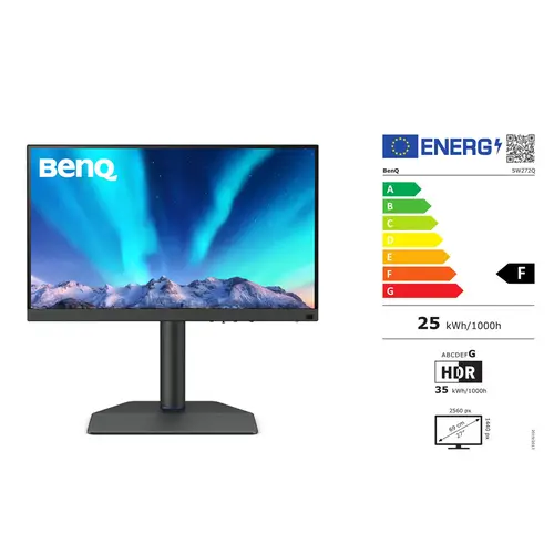 BenQ SW272Q 2K QHD 68,58 cm (27') grau Fotografenmonitor m. Lichtschutzblende"