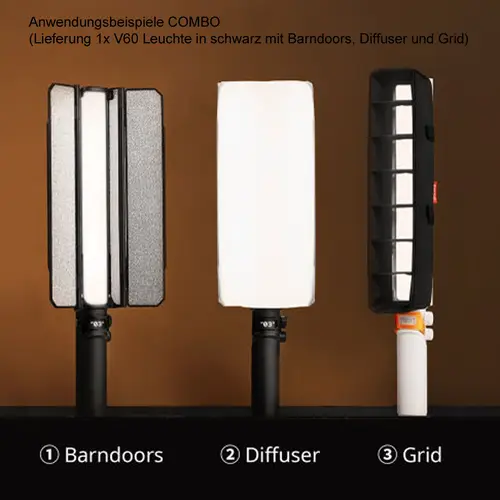 Zhiyun FIVERAY V60 COMBO Black LED Leuchte mit Zubehör