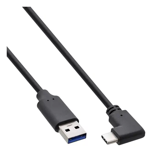 InLine USB 3.2 Kabel, USB-C Stecker gewinkelt an A Stecker, schwarz