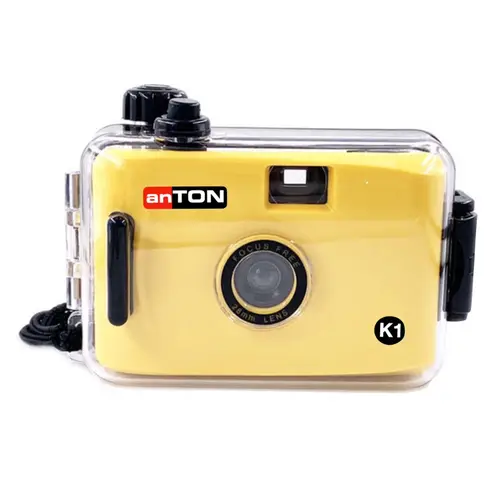 anTON K1 gelb, Kleinbildkamera mit Unterwassergehäuse