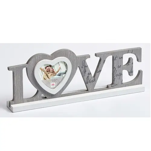 Walther Love 8x7,7 cm Tischrahmen grau Holzrahmen zum Stellen