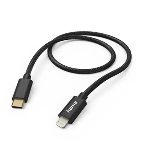 Hama Fabric USB-C - Lightning Ladekabel 1,5m Nylon, für iPhone, schwarz