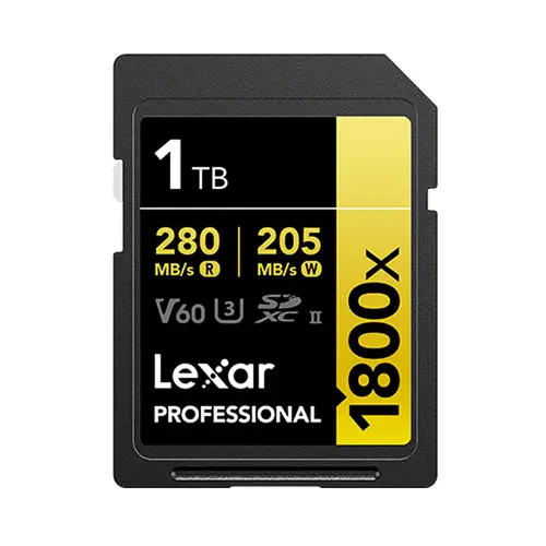 Lexar 1800x SDXC 1 TB V60 UHS-II U3 (280/205 MB/s) Prof. Speicherkarte