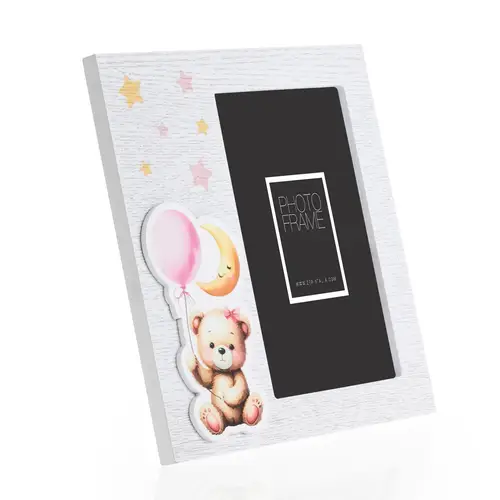 ZEP Colin 10x15 cm Hochformat weiß-rosa, Baby-/Kinderrahmen aus Holz, zum Stellen