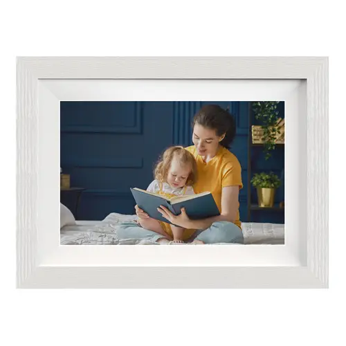 Braun DigiFrame 10W WiFi weiß+weißes Passepartout, digitaler Bilderrahmen