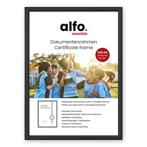 alfo. Tibet A4 schwarz-matt, Alurahmen