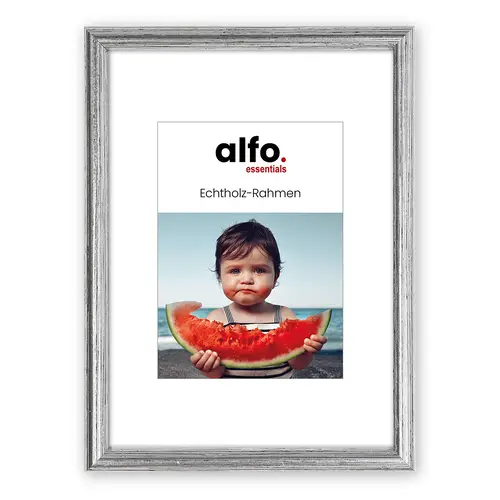 alfo. Rondo 10x15 cm silber, Holzrahmen