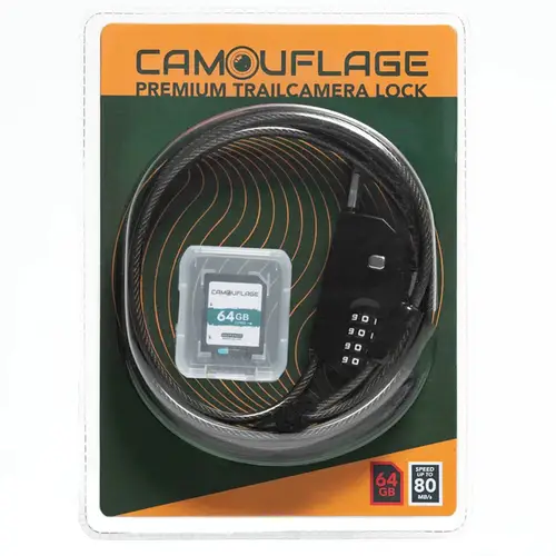 Camouflage Anti Theft Lock+ 64 GB Speicherkarte, Anti-Diebstahl-Schloss