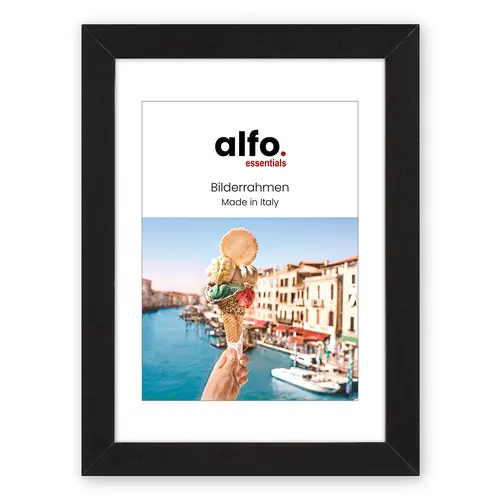 alfo. Andria 24x30cm schwarz,mit 15x20cm Ppt (kalt-weiß), MDF-Rahmen