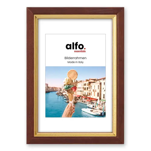 alfo. Messina 15x20 cm braun-gold Holzrahmen