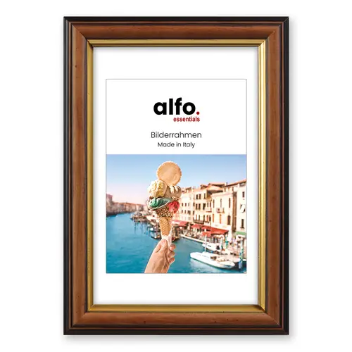 alfo. Ragusa 24x30 cm, braun-gold, mit Ppt., 15x20 cm Holzrahmen