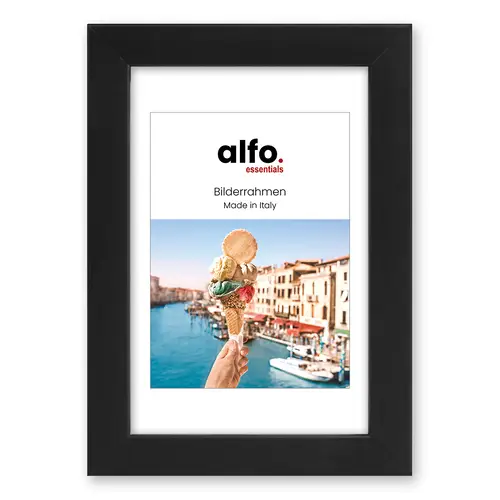 alfo. Amalfi 20x20 cm, schwarz mit Passepartout 13x13 cm, Holzrahmen