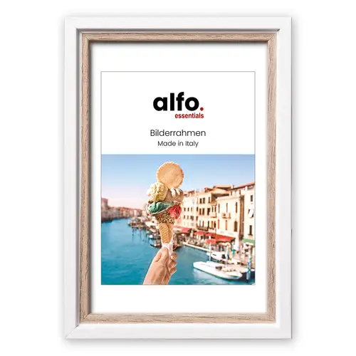 alfo. Neapel 20x30 cm weiß-eiche, Holzrahmen