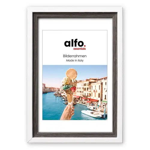 alfo. Neapel 30x40 cm weiß-anthrazit, Holzrahmen