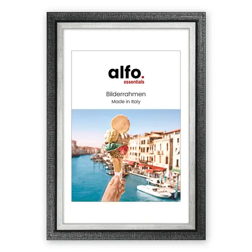 alfo. Neapel 10x15 cm schwarz-silber, Holzrahmen
