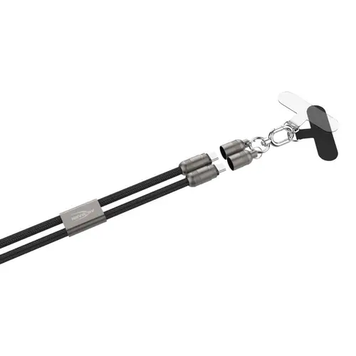 Ansmann USB-Lanyard schw. Typ-C zu Typ-C Trageband mit integriertem Kabel 120 cm