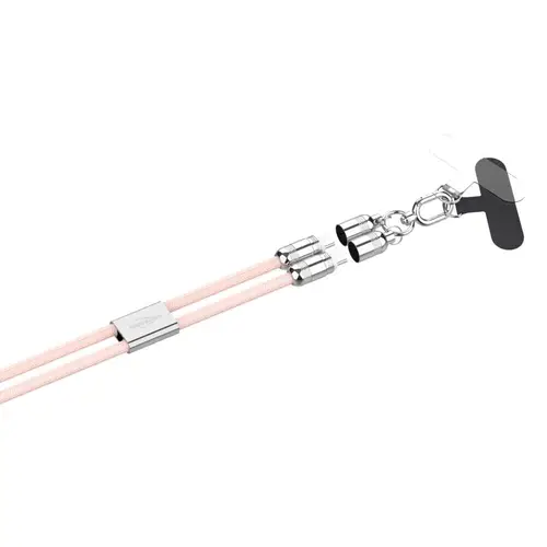 Ansmann USB-Lanyard rose Typ-C zu Typ-C Trageband mit integriertem Kabel 120 cm