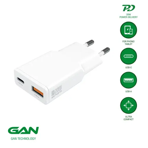4smarts PDPlug Duos Slim 20W GaN 1C+1A, Netzladegerät
