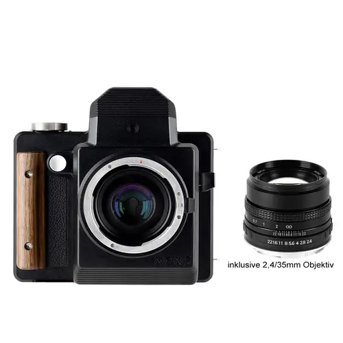 NONS SL660 + 2,4/35 mm Sofortbildkamera m. Objektiv (Instax Squarefilm/EF-Mount)