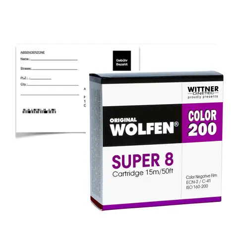 WOLFEN Color 200 Super 8 mit Entwicklung 2K Scan Download, 15m ISO 160-200