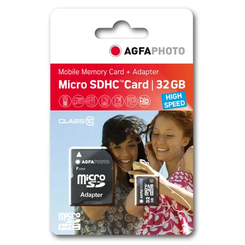AgfaPhoto 32 GB microSDHC-Karte Class10 W 20MB/s, R 100MB/s