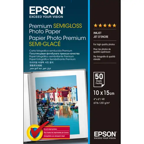 Epson Premium Semigloss Photo Papier 10x15 cm 50 Blatt 251g/m²