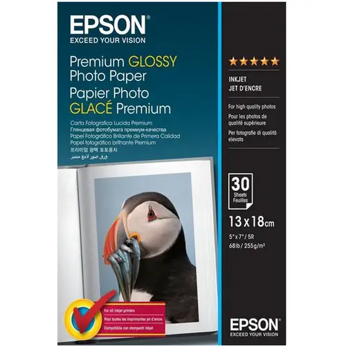 Epson Premium Glossy Photo Papier 13x18, 30 Blatt  255g/m²