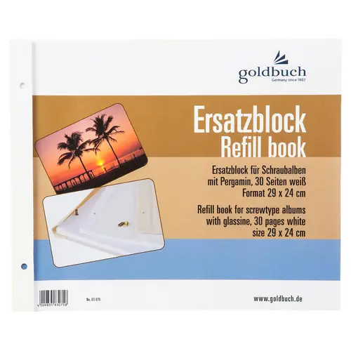 Goldbuch Ersatzblock 29x24 cm, 30 weiße Seiten, für Schraubalben