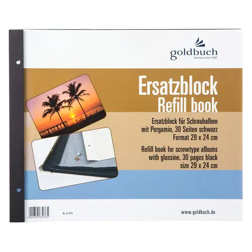 Goldbuch Ersatzblock 29x24 cm, 30 schwarze Seiten für Schraubalben