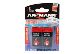 Ansmann 9V-Block Alkaline Batterie 2er Blister für Rauchmelder