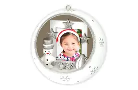 ZEP Winterfotokugel Harlot weiß mit Holzbilderrahmen 3,5x4,5 cm, zum Hängen